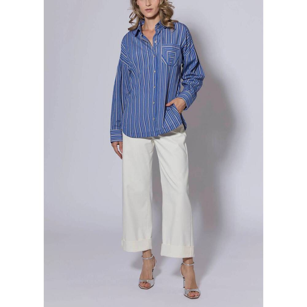 NEW HILTON HOLLIS barre stripe shirt in cobalt
